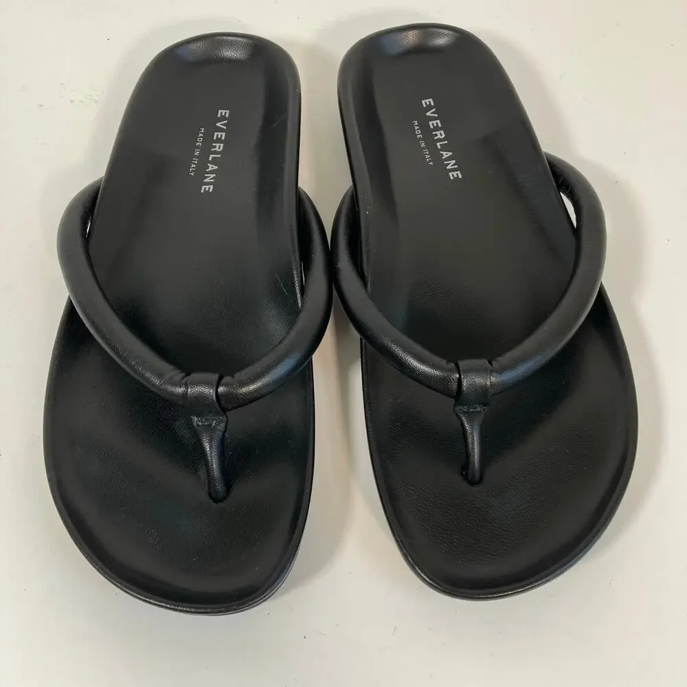 Everlane The Form Thong Sandals Black Italian Nappa Leather Womens Sz 6 NWOT - Picture 6 of 15
